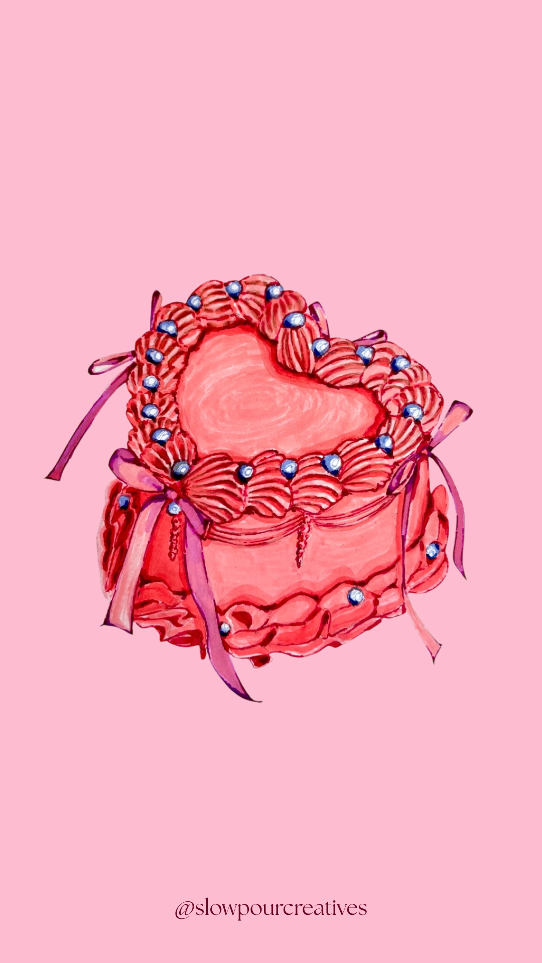 illustration for güneş bakery — heart-shaped vintage cake