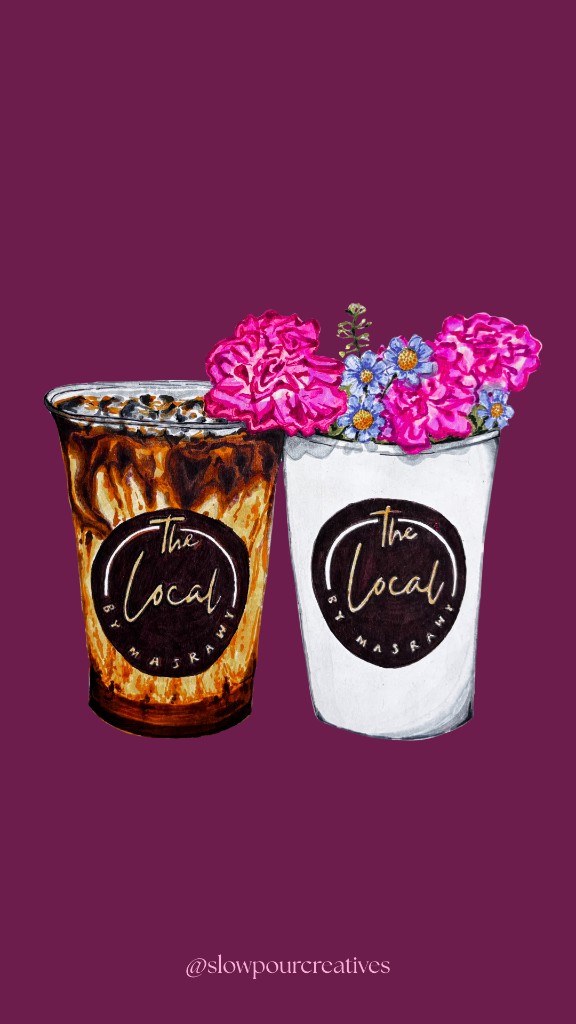 illustration for the local by masrawy — two branded drink cups