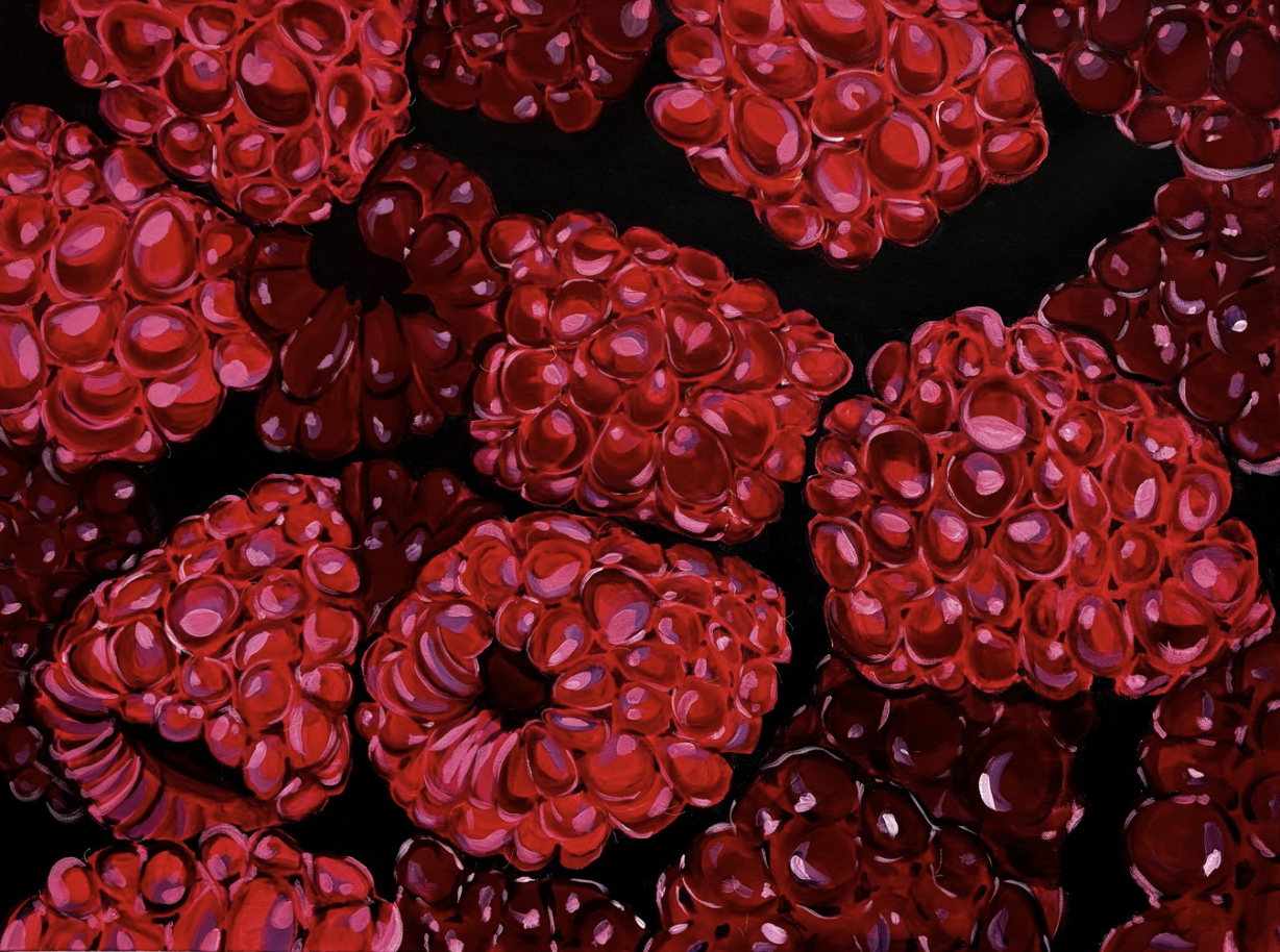 Hand-painted illustration of three iced drinks on saucers